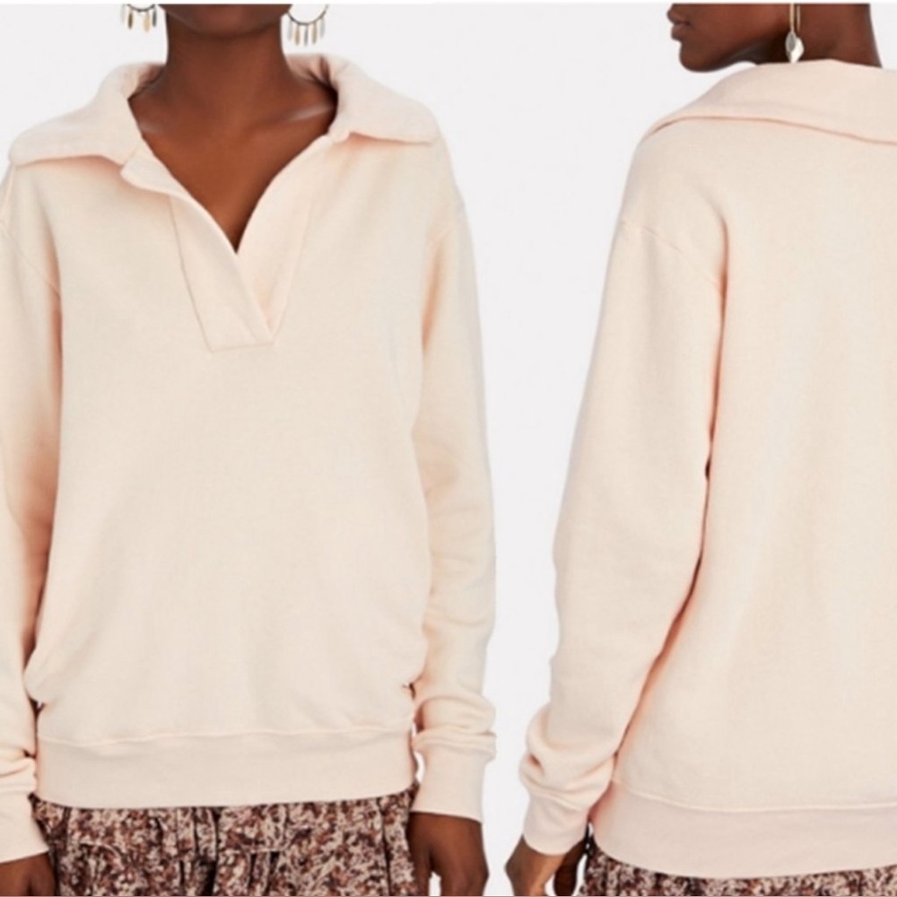 A.L.C. Conner Collared Fleece Sweatshirt in Pink Tint Size Large